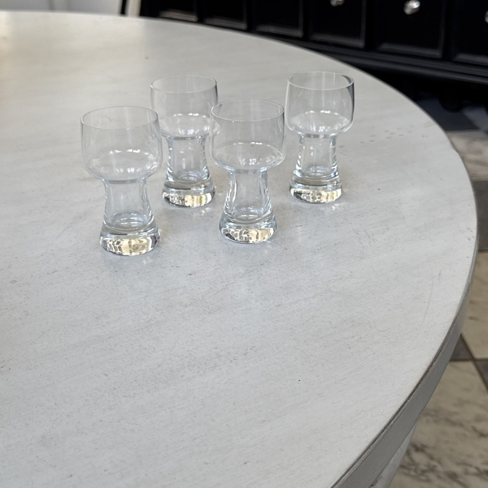 Set Of 4 Libbey Clear Accent Steiner Beer Stout Glasses Hollow Stem 16oz Vintage